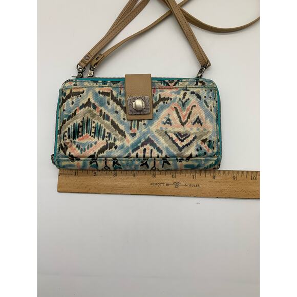 Sakroots Crossbody Purse Tech Wallet Teal Pattern - Picture 12 of 15